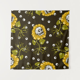 Tenture crânes de tournesol sans couture motif