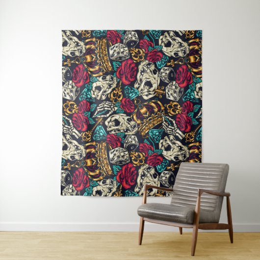 Tenture Crânes et couronnes (En situation)