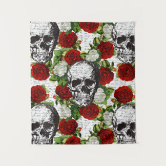 Tenture Crânes et roses