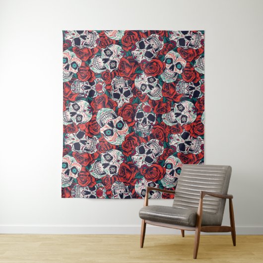 Tenture Crânes et Roses (En situation)