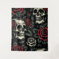 Crânes et roses rouges florale gothique