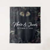 Tenture Crânes gothiques et Roses noirs en arrière-plan (Devant)