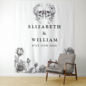 Tenture Crânes gothiques Floral Photo Booth Arrière-plan (En situation)