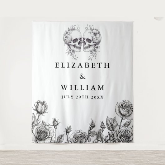 Tenture Crânes gothiques Floral Photo Booth Arrière-plan (Devant)