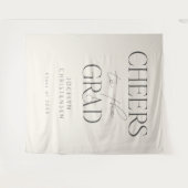 Tenture Cream Gray Cheers to the Grad Photo Backdrop (Devant (Horizontal))