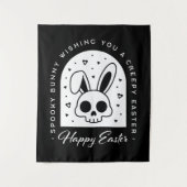 Tenture Creepy Happy Easter bunny skull gothic aesthetic (Devant)