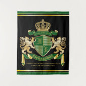Tenture Créez Votre Propre Blason Emblème Lion Vert Or (Devant)