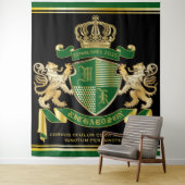Tenture Créez Votre Propre Blason Emblème Lion Vert Or (En situation)