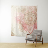 Tenture Crème Brown rose Mandala Bohemian Boho Mode (En situation)