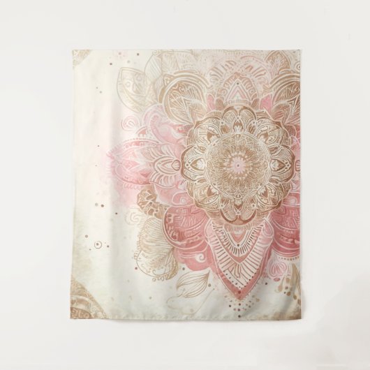 Tenture Crème Brown rose Mandala Bohemian Boho Mode (Devant)