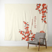 Tenture Crème de fleurs de cerisiers fond Mariage chinois (En situation (horizontale))