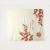 Tenture Crème de fleurs de cerisiers fond Mariage chinois (Devant (Horizontal))