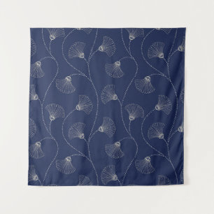 Tenture Crème Florale Art Nouveau Indigo
