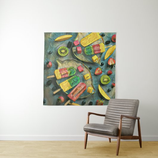 Tenture Crème glacée colorée pop fruits (En situation)