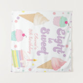 Tenture Crème glacée et gâteau Huit est doux 8e anniversai (Devant (Horizontal))