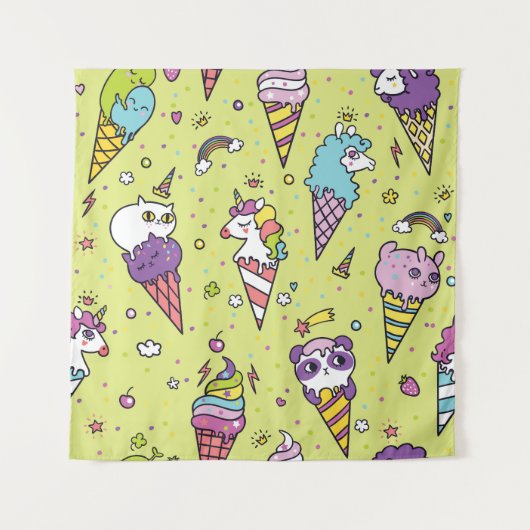 Tenture Crème glacée Pop Cute : Motif animal (Devant)