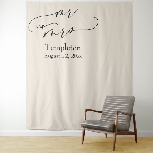 Tenture Crème M & Mme Simple Gauche Aligné Fond photo (En situation)