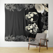 Tenture Crème noire Squelette SkuLLS fond de la photograph (En situation (horizontale))