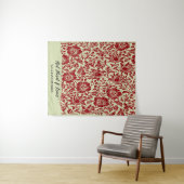 Tenture Crème rouge Turquoise moderne William Morris Feuil (En situation (horizontale))