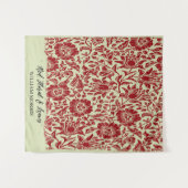 Tenture Crème rouge Turquoise moderne William Morris Feuil (Devant (Horizontal))