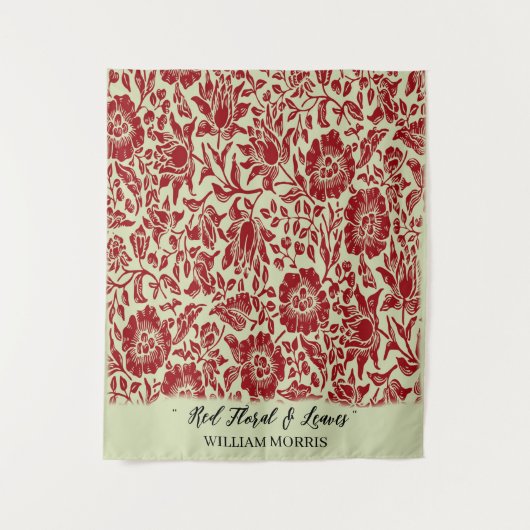 Tenture Crème rouge Turquoise moderne William Morris Feuil (Devant)