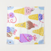 Tenture Crèmes glacées Kawaii, motif mignon et sans soudur (Devant (Horizontal))