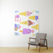 Tenture Crèmes glacées Kawaii, motif mignon et sans soudur (En situation (horizontale))