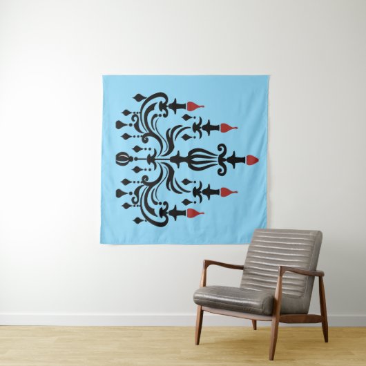 Tenture "Crimson Flames & Gothic Grace" (En situation (horizontale))