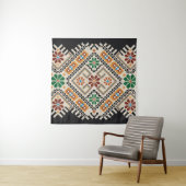 Tenture Crochet ukrainien : Motif artisanal ethnique. (En situation)