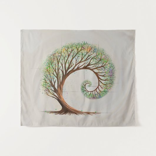 Tenture Croissance éternelle - Golden Ratio Arbre Spiral (Devant (Horizontal))