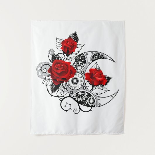 Tenture Croissant mécanique avec roses rouges (Devant)
