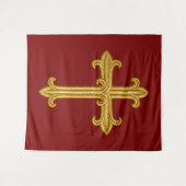 Tenture Croix à l'aspect brodé d'or sur toute couleur (Devant (Horizontal))