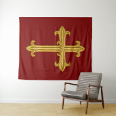 Tenture Croix à l'aspect brodé d'or sur toute couleur (En situation (horizontale))