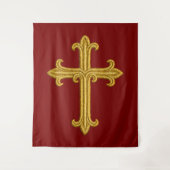 Tenture Croix à l'aspect brodé d'or sur toute couleur (Devant)