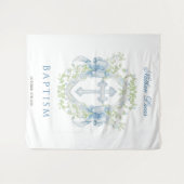 Tenture Croix de baptême Blason Verture Bébé Garçon  (Devant (Horizontal))