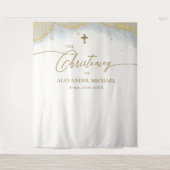 Tenture Croix d'or bleu moderne (Devant)