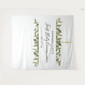 Tenture Croix d'or de la Sainte Communion Terre verte (Devant (Horizontal))