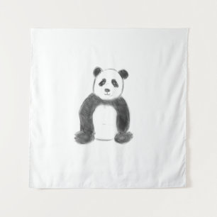 Tenture Croquis de panda en noir et blanc