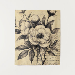 Tenture Croquis floral rustique avec calligraphie - âge (9