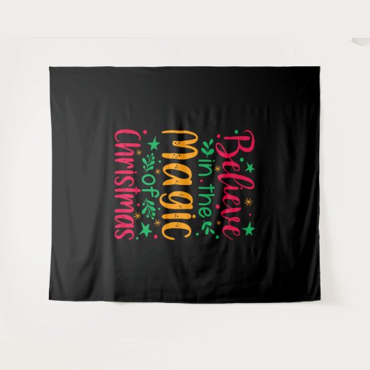 Tenture Croyez en la magie de Noël Joyeux Noël (Devant (Horizontal))