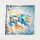Tenture Crystalized Cute Baby Dragon Bleu Bleu Bébé (Devant (Horizontal))
