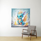 Tenture Crystalized Cute Baby Dragon Bleu Bleu Bébé (En situation)