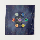 Tenture Cube de Metatron Chakras Géométrie sacrée (Devant (Horizontal))