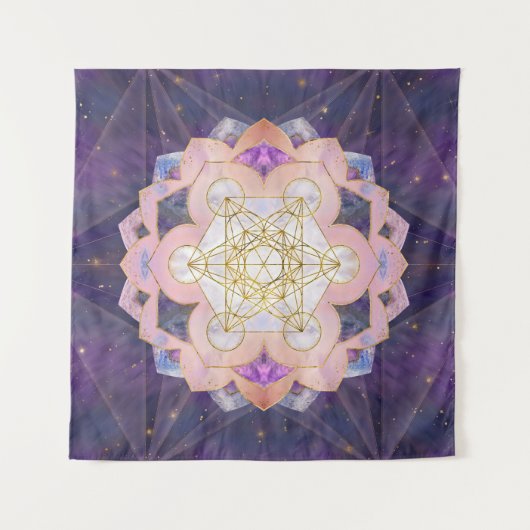 Tenture Cube de Metatron dans le lotus de Gemstone (Devant (Horizontal))
