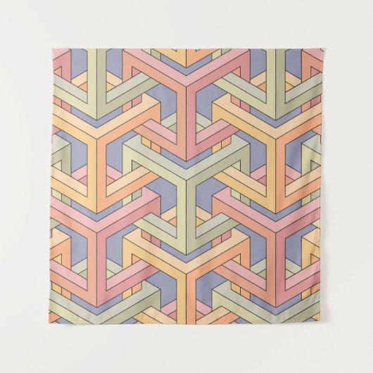 Tenture Cubes 3D, Motif d'illusion optique. (Devant)