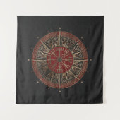 Tenture Cuir noir et rouge boussole de Vegvisir - de (Devant (Horizontal))