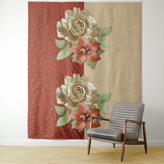 Tenture Cuir rouge et daim Texture Art (En situation)