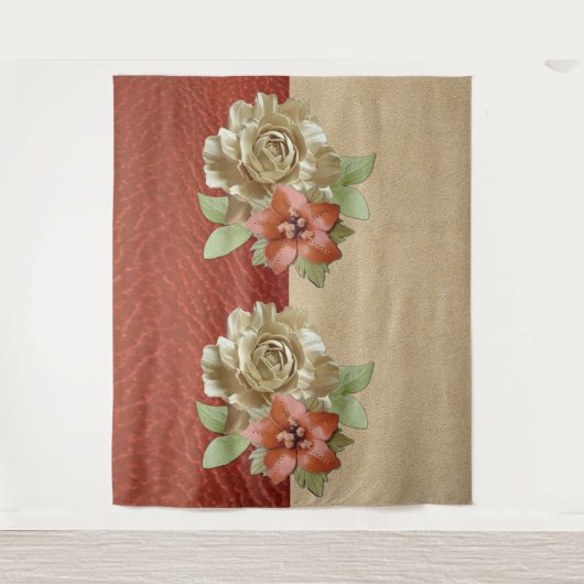 Tenture Cuir rouge et daim Texture Art (Devant)