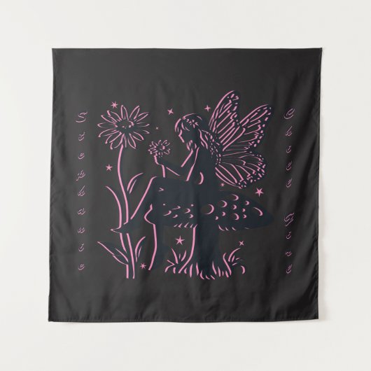 Tenture Cuisine Fairy Champagne et Fleur Noir & Rose (Devant)