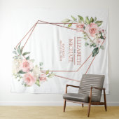 Tenture Cuivre Géométrique Peach Rose Floral (En situation (horizontale))